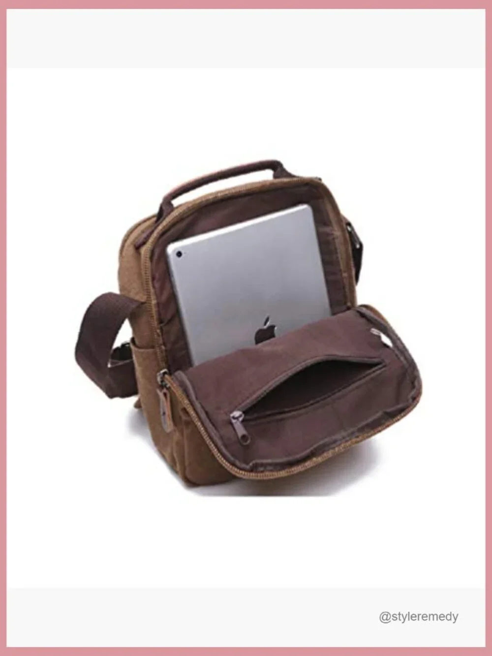 Canvas Messenger Crossbody Bag with Adjustable Strap